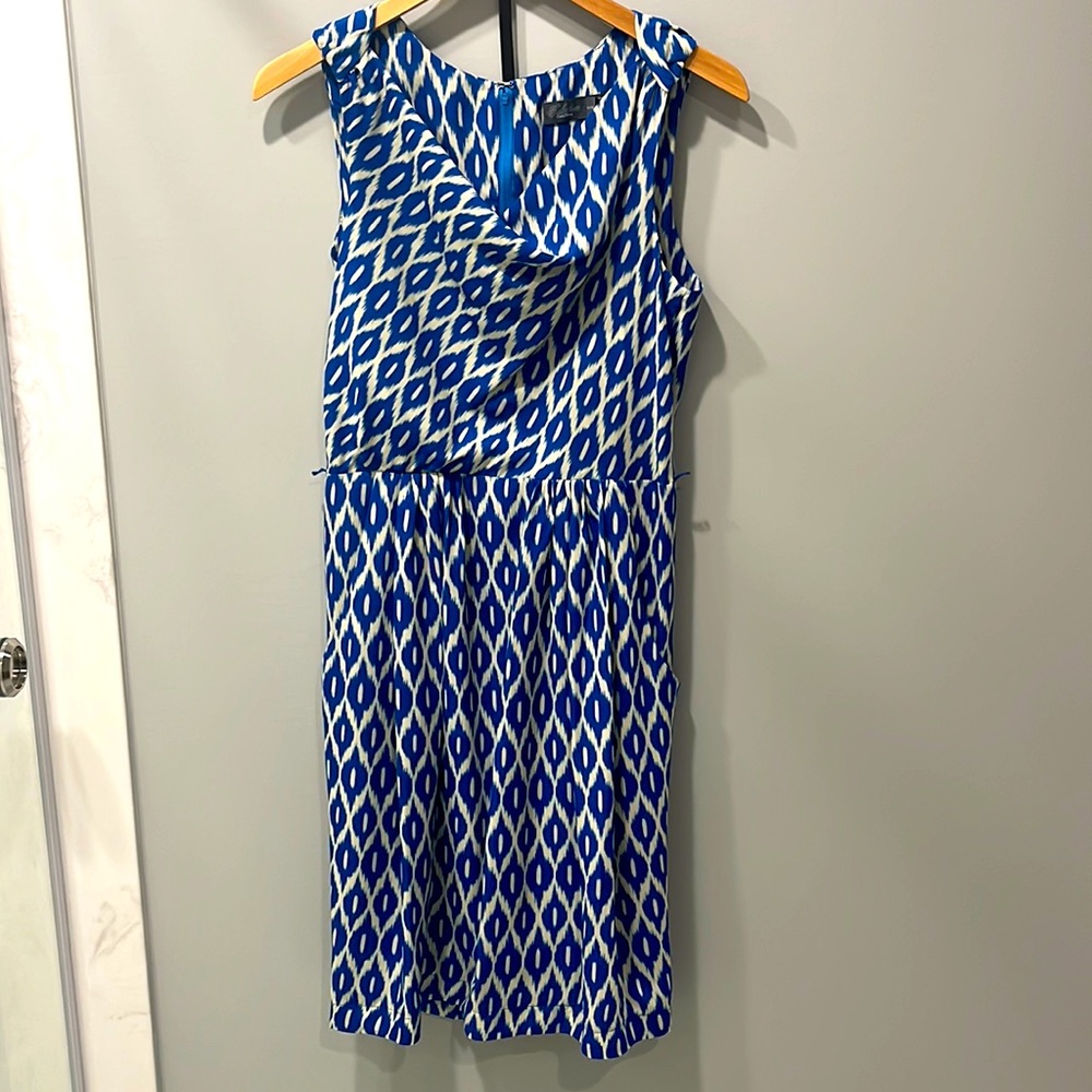NWOT Costa Blanca blue geometric print dress
